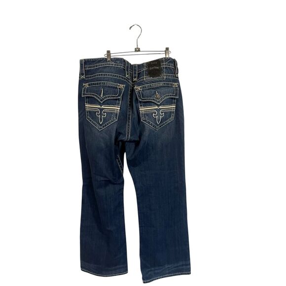 Rock Revival Mens Dark Wash Sebastian Boot Cut Denim Jeans Size 40 - Picture 2 of 11